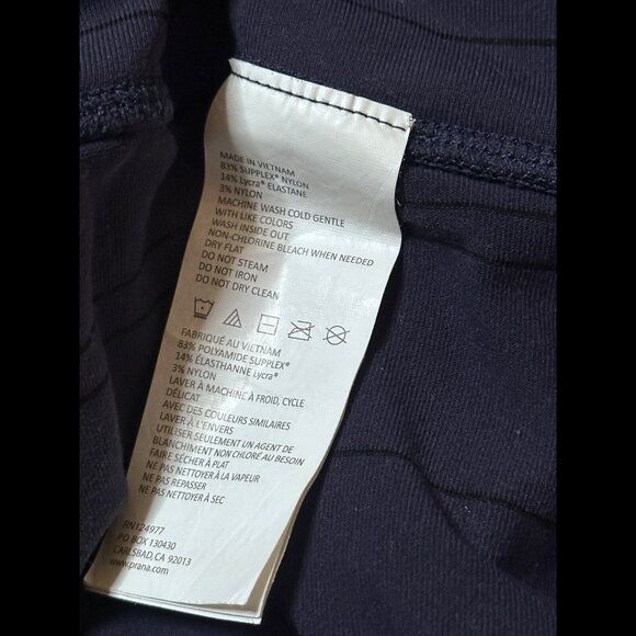 Prana Pants Medium Womens Blue Navy Stripe Cropped Pull On Leggings - Picture 9 of 9